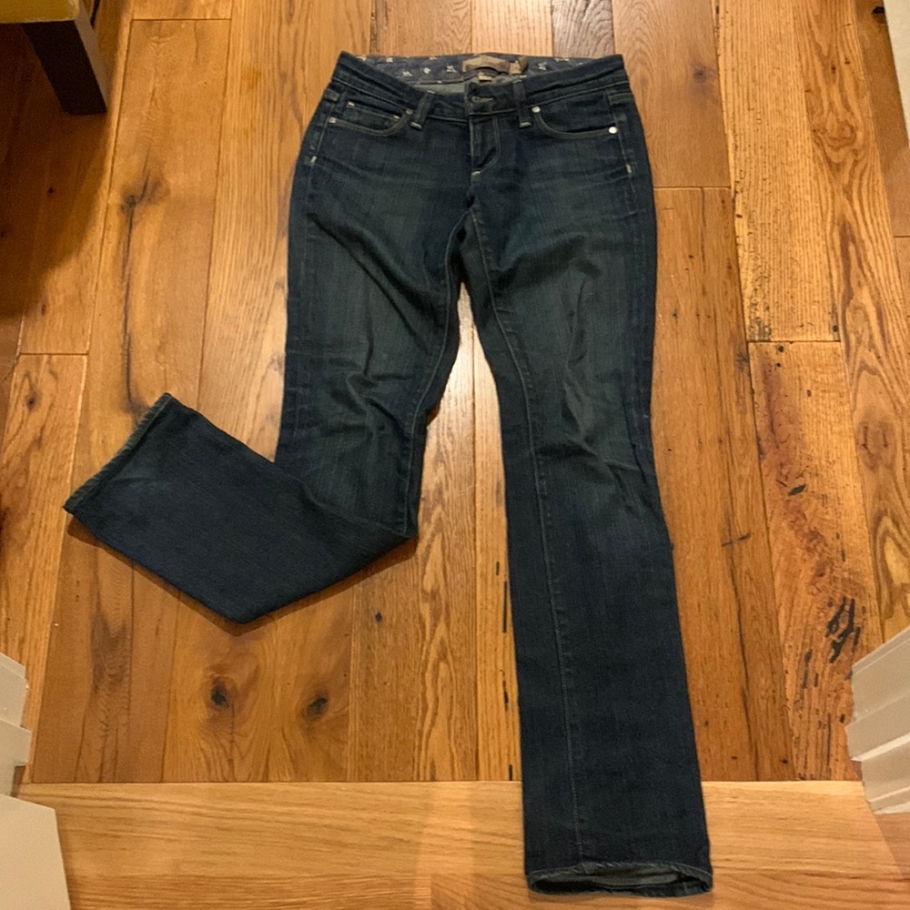 Paige jeans, Blue Heights style, classic denim with very slight flare, Size 24